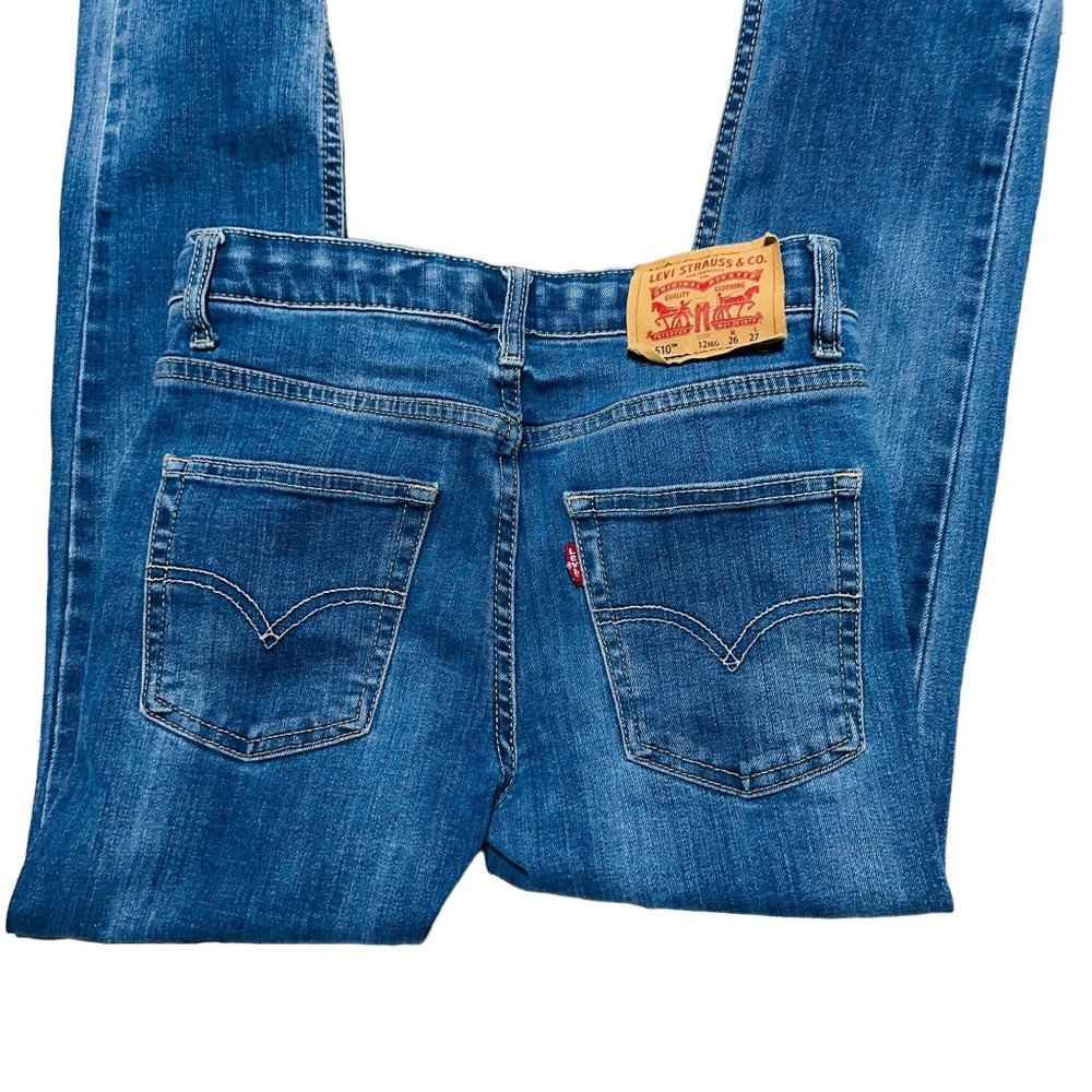 Levis 510 Dark Blue Skinny Jeans Stretch Boys Size 12 Reg 26x27 - Picture 3 of 5